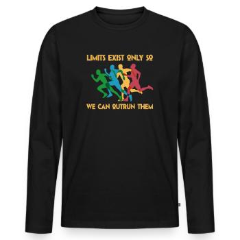 Limits Exist Only So We Can Outrun Them - Men's Premium Organic Long Sleeve Shirt - black - Front - Nico (187cm)