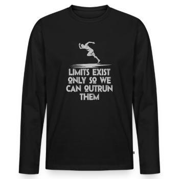 Limits Exist Only So We Can Outrun Them - Men's Premium Organic Long Sleeve Shirt - black - Front - Nico (187cm)