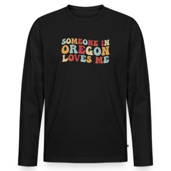 Quelqu’un dans l’Oregon m’aime - T-shirt manches longues Premium bio Homme - noir - Devant - Nico (187cm)
