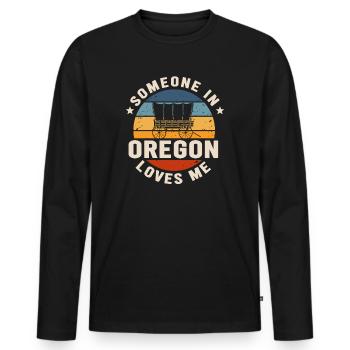 Quelqu’un dans l’Oregon m’aime - T-shirt manches longues Premium bio Homme - noir - Devant - Nico (187cm)