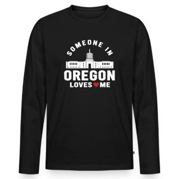 Quelqu’un dans l’Oregon m’aime - T-shirt manches longues Premium bio Homme - noir - Devant - Nico (187cm)