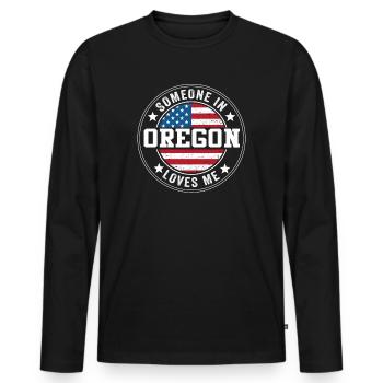 Jemand in Oregon liebt mich - Männer Premium Bio Langarmshirt - Schwarz - Vorne - Nico (187cm)