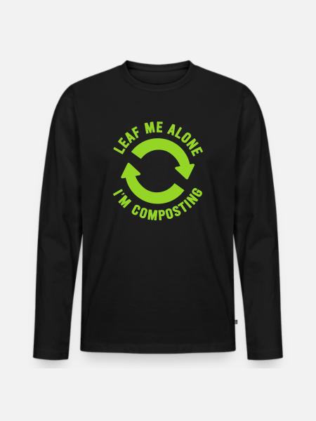 Feuille-moi seul je composte - T-shirt manches longues Premium bio Homme - noir