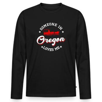 Quelqu’un dans l’Oregon m’aime - T-shirt manches longues Premium bio Homme - noir - Devant - Nico (187cm)