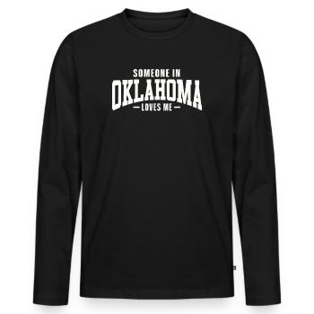 Quelqu’un dans l’Oklahoma m’aime - T-shirt manches longues Premium bio Homme - noir - Devant - Nico (187cm)
