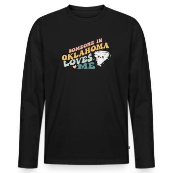 Jemand in Oklahoma liebt mich - Männer Premium Bio Langarmshirt - Schwarz - Vorne - Nico (187cm)
