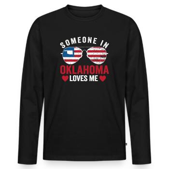 Quelqu’un dans l’Oklahoma m’aime - T-shirt manches longues Premium bio Homme - noir - Devant - Nico (187cm)