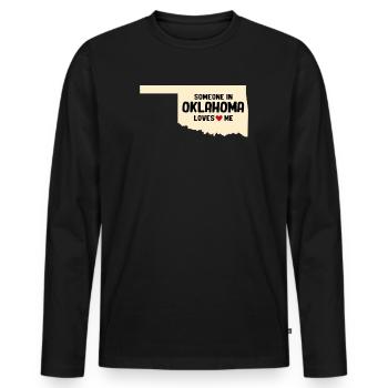 Quelqu’un dans l’Oklahoma m’aime - T-shirt manches longues Premium bio Homme - noir - Devant - Nico (187cm)