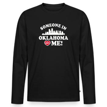 Quelqu’un dans l’Oklahoma m’aime - T-shirt manches longues Premium bio Homme - noir - Devant - Nico (187cm)