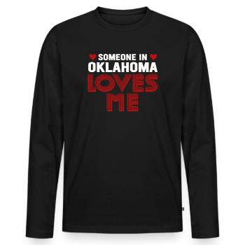 Quelqu’un dans l’Oklahoma m’aime - T-shirt manches longues Premium bio Homme - noir - Devant - Nico (187cm)