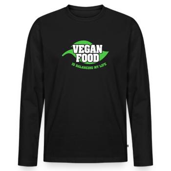 La nourriture végétalienne équilibre ma vie - T-shirt manches longues Premium bio Homme - noir - Devant - Nico (187cm)