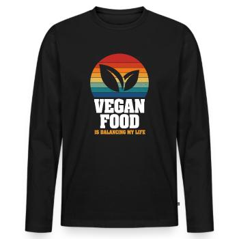 La nourriture végétalienne équilibre ma vie - T-shirt manches longues Premium bio Homme - noir - Devant - Nico (187cm)