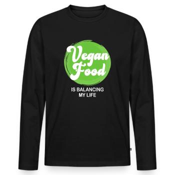 La nourriture végétalienne équilibre ma vie - T-shirt manches longues Premium bio Homme - noir - Devant - Nico (187cm)