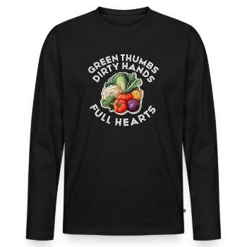 Green Thumbs Dirty Hands Full Hearts - Men's Premium Organic Long Sleeve Shirt - black - Front - Nico (187cm)