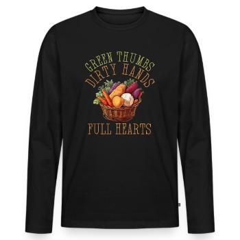 Green Thumbs Dirty Hands Full Hearts - Men's Premium Organic Long Sleeve Shirt - black - Front - Nico (187cm)