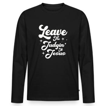 Laissez le jugement à Jésus - T-shirt manches longues Premium bio Homme - noir - Devant - Nico (187cm)
