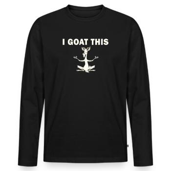 Je chèvre ce passionné de yoga - T-shirt manches longues Premium bio Homme - noir - Devant - Nico (187cm)