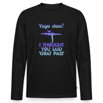 Cours de yoga ou Goat Pass - T-shirt manches longues Premium bio Homme - noir - Devant - Nico (187cm)