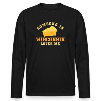 Jemand in Wisconsin liebt mich - Männer Premium Bio Langarmshirt - Schwarz - Vorne - Nico (187cm)