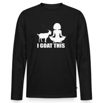 Je chèvre ce passionné de yoga - T-shirt manches longues Premium bio Homme - noir - Devant - Nico (187cm)