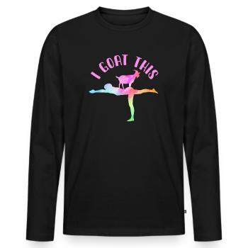 Je chèvre ce passionné de yoga - T-shirt manches longues Premium bio Homme - noir - Devant - Nico (187cm)