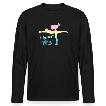 I Goat This Yoga Enthusiast - Men's Premium Organic Long Sleeve Shirt - black - Front - Nico (187cm)
