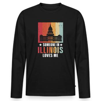 Jemand in Illinois liebt mich - Männer Premium Bio Langarmshirt - Schwarz - Vorne - Nico (187cm)