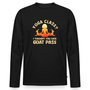 Cours de yoga ou Goat Pass - T-shirt manches longues Premium bio Homme - noir - Devant - Nico (187cm)