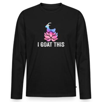 Je chèvre ce passionné de yoga - T-shirt manches longues Premium bio Homme - noir - Devant - Nico (187cm)