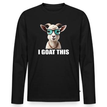 I Goat This Yoga Enthusiast - Men's Premium Organic Long Sleeve Shirt - black - Front - Nico (187cm)
