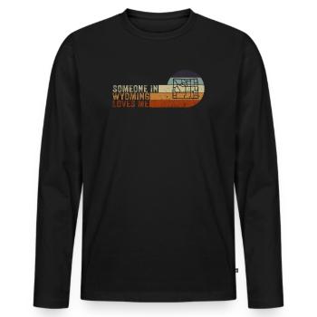 Quelqu’un dans le Wyoming m’aime - T-shirt manches longues Premium bio Homme - noir - Devant - Nico (187cm)