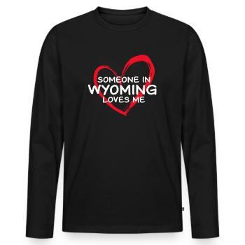 Quelqu’un dans le Wyoming m’aime - T-shirt manches longues Premium bio Homme - noir - Devant - Nico (187cm)