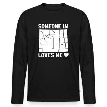Quelqu’un dans le Wyoming m’aime - T-shirt manches longues Premium bio Homme - noir - Devant - Nico (187cm)