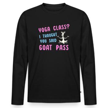 Cours de yoga ou Goat Pass - T-shirt manches longues Premium bio Homme - noir - Devant - Nico (187cm)