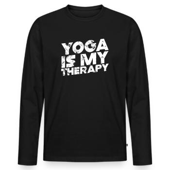 Le yoga est ma thérapie - T-shirt manches longues Premium bio Homme - noir - Devant - Nico (187cm)