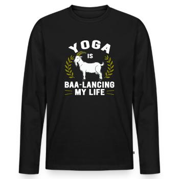 Goat Yoga Équilibrer ma vie - T-shirt manches longues Premium bio Homme - noir - Devant - Nico (187cm)