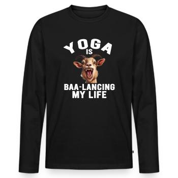 Goat Yoga Équilibrer ma vie - T-shirt manches longues Premium bio Homme - noir - Devant - Nico (187cm)