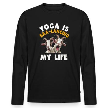 Goat Yoga Équilibrer ma vie - T-shirt manches longues Premium bio Homme - noir - Devant - Nico (187cm)