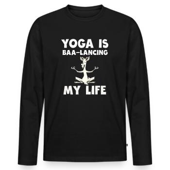 Goat Yoga Équilibrer ma vie - T-shirt manches longues Premium bio Homme - noir - Devant - Nico (187cm)