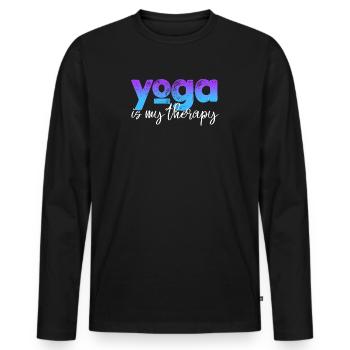 Yoga Is My Therapy - Men's Premium Organic Long Sleeve Shirt - black - Front - Nico (187cm)