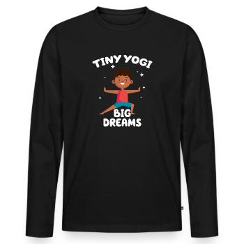 Tiny Yogi Big Dreams Méditation - T-shirt manches longues Premium bio Homme - noir - Devant - Nico (187cm)