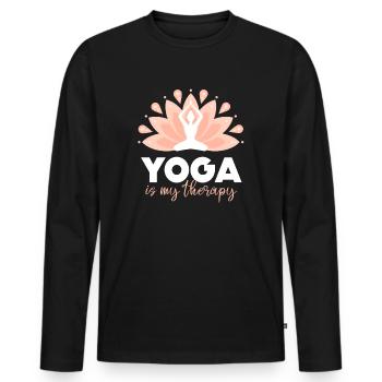 Yoga Is My Therapy - Men's Premium Organic Long Sleeve Shirt - black - Front - Nico (187cm)