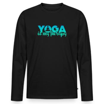 Yoga Is My Therapy - Men's Premium Organic Long Sleeve Shirt - black - Front - Nico (187cm)