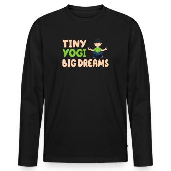 Tiny Yogi Big Dreams Méditation - T-shirt manches longues Premium bio Homme - noir - Devant - Nico (187cm)