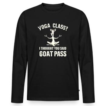 Yoga Class Or Goat Pass - Men's Premium Organic Long Sleeve Shirt - black - Front - Nico (187cm)
