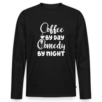 Café Le jour Comédie La nuit Comédien - T-shirt manches longues Premium bio Homme - noir - Devant - Nico (187cm)