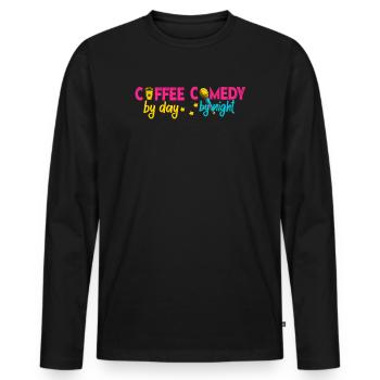 Kaffee bei Tag Komödie bei Nacht Komiker - Männer Premium Bio Langarmshirt - Schwarz - Vorne - Nico (187cm)