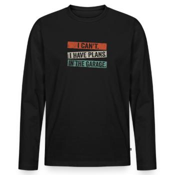 Je ne peux pas, j’ai des projets dans le garage - T-shirt manches longues Premium bio Homme - noir - Devant - Nico (187cm)