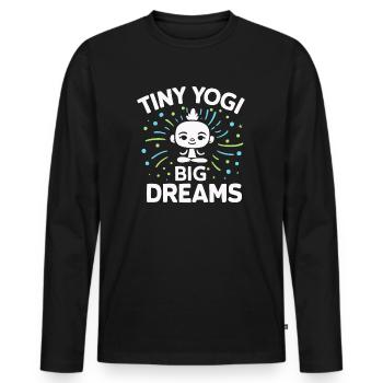 Tiny Yogi Big Dreams Méditation - T-shirt manches longues Premium bio Homme - noir - Devant - Nico (187cm)