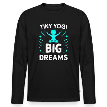 Tiny Yogi Big Dreams Méditation - T-shirt manches longues Premium bio Homme - noir - Devant - Nico (187cm)